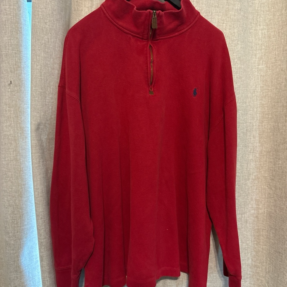 Ralph Lauren Men's Red Zip-Up Sweater